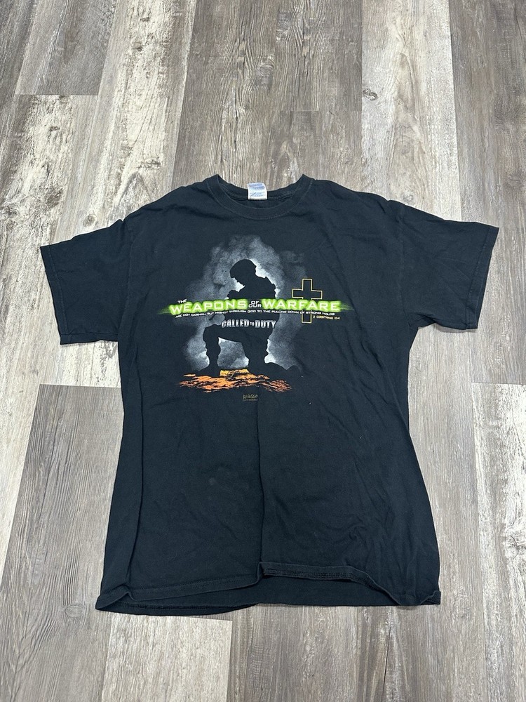 Y2k  Called To Duty Weapons of our Warfare Christian Video Game Parody T Shirt L