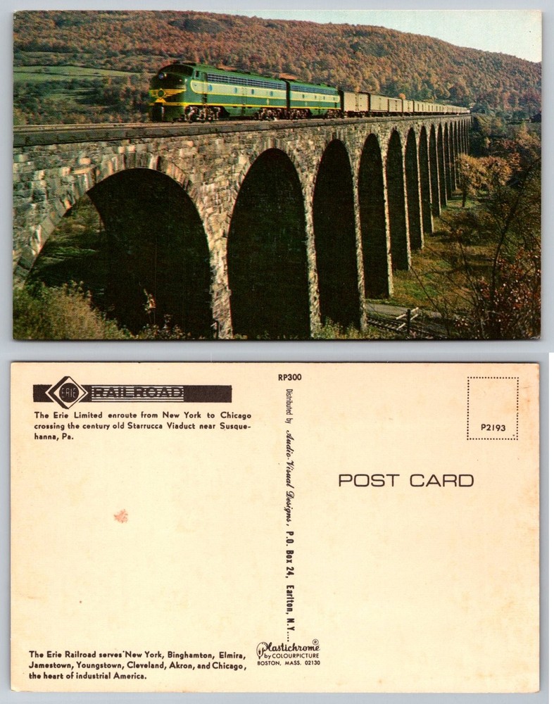 Erie Limited Train Starrucca Viaduct PA Postcard Plastichrome Railroad