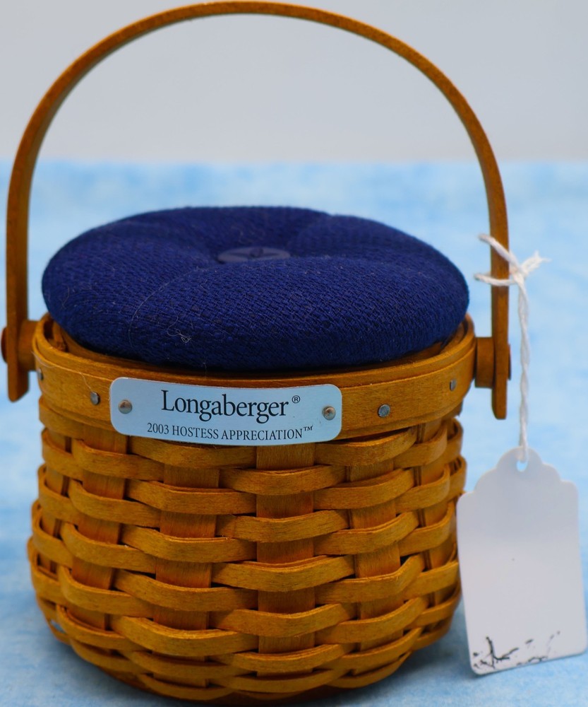 Longaberger 2003 Hostess Appreciation Basket Blue Pincushion Lid Protector Liner