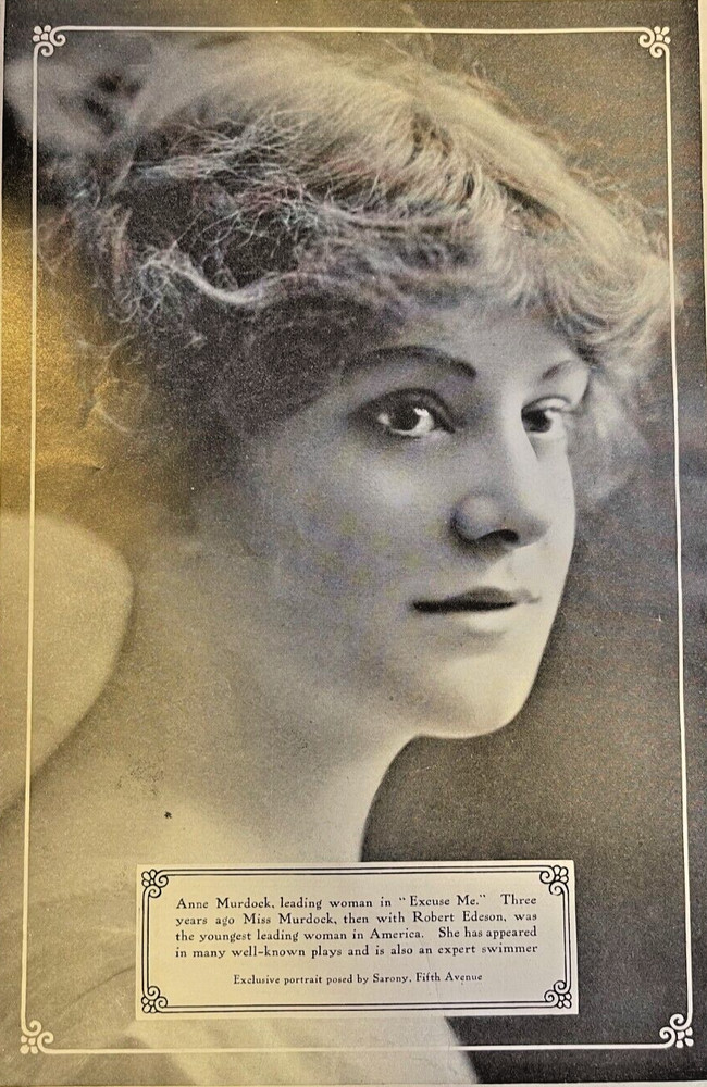 1911 Vintage Magazine Illustration Actress Anne Murdock