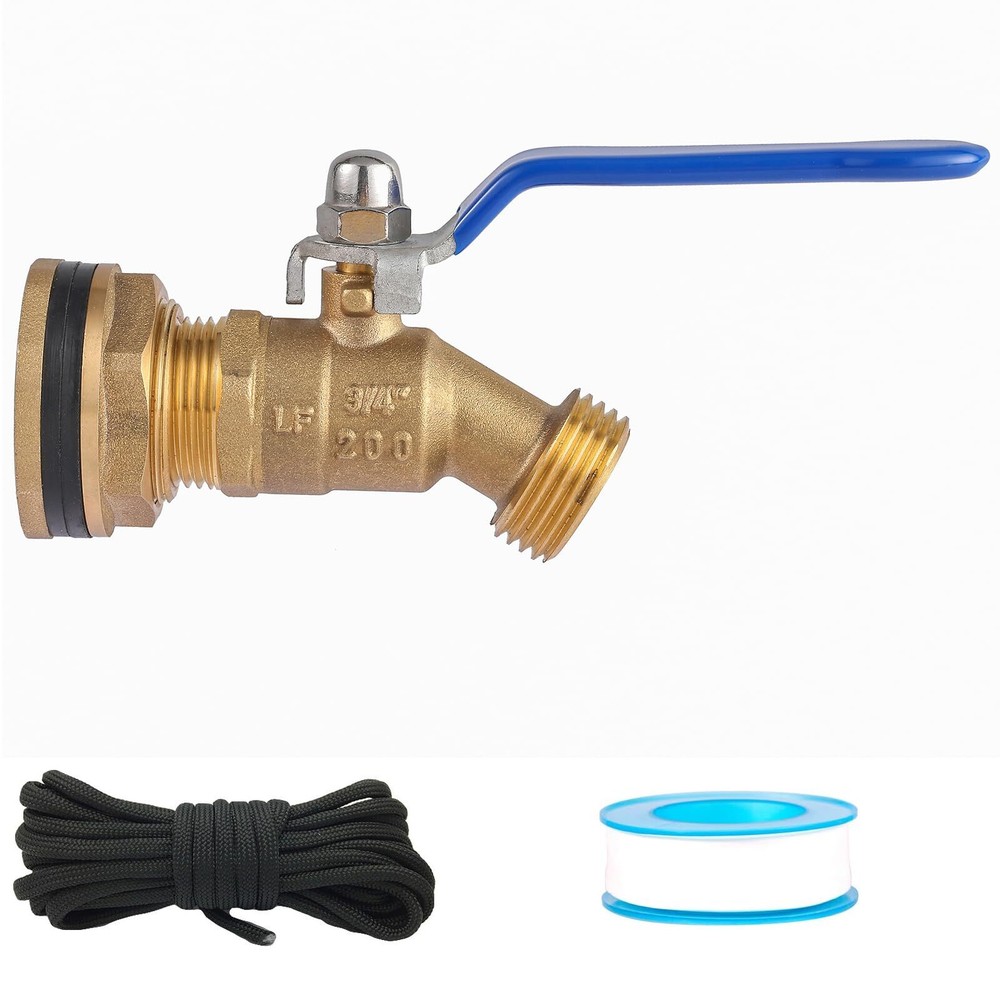 Brass Rain Barrel Spigot Kit. 55 Gallon Water Tank Faucet Bulkhead Valve for ...