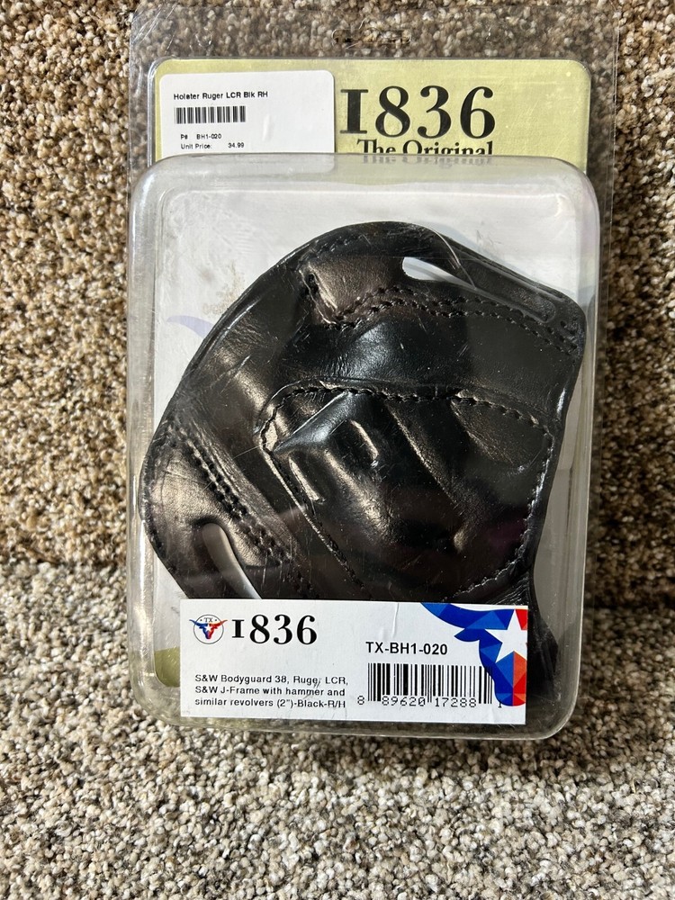 Texas 1836 Revolver Holster for S&W Bodyguard 38, J-Frame, Ruger LCR - RH - 2