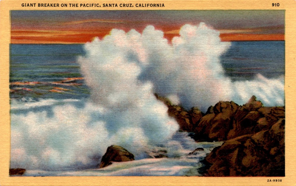 SANTA CRUZ, CALIFORNIA, GIANT BREAKER ON THE PACIFIC Postcard