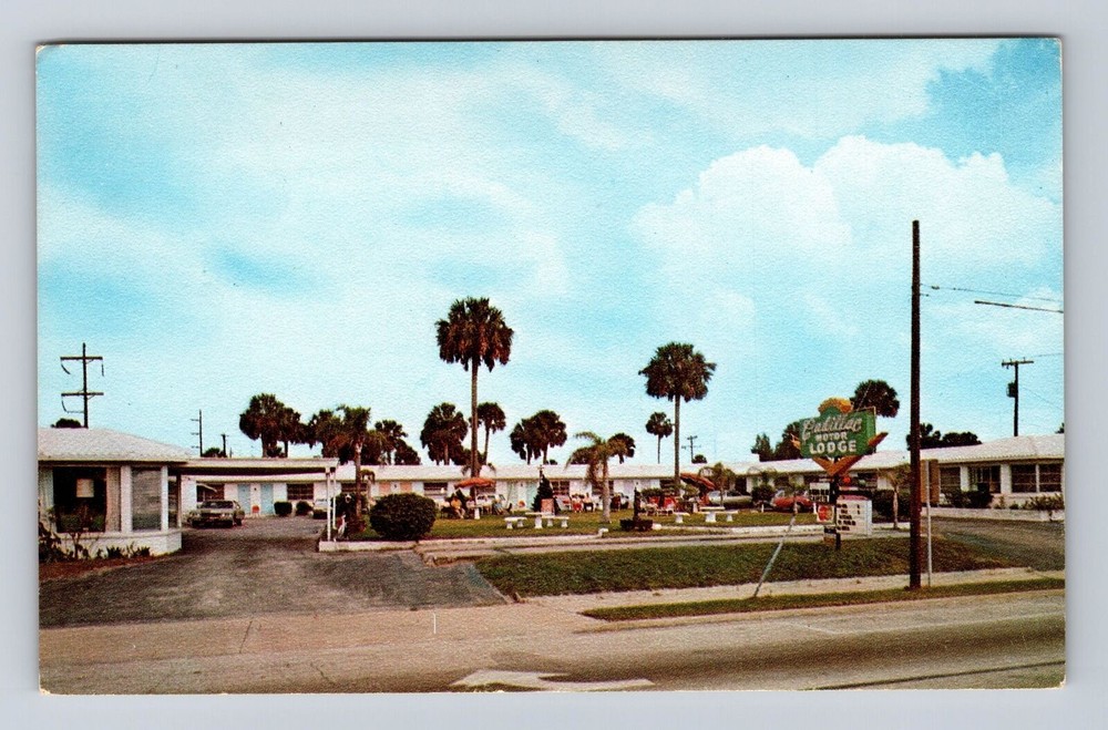 Daytona Beach FL-Florida, Cadillac Motor Lodge, Highway 1, Vintage Postcard