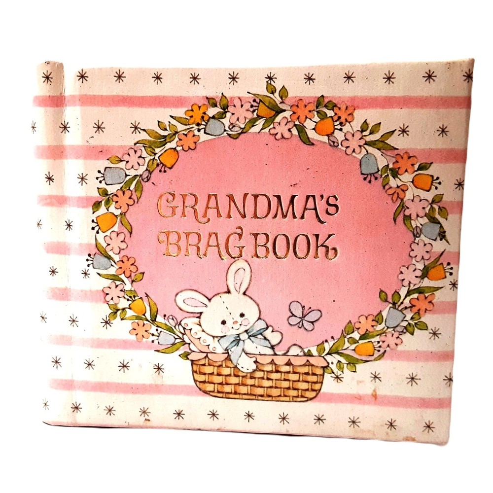 C.R. Gibson Grandma's Brag Book Small White & Pink Mini Vintage Photo Album