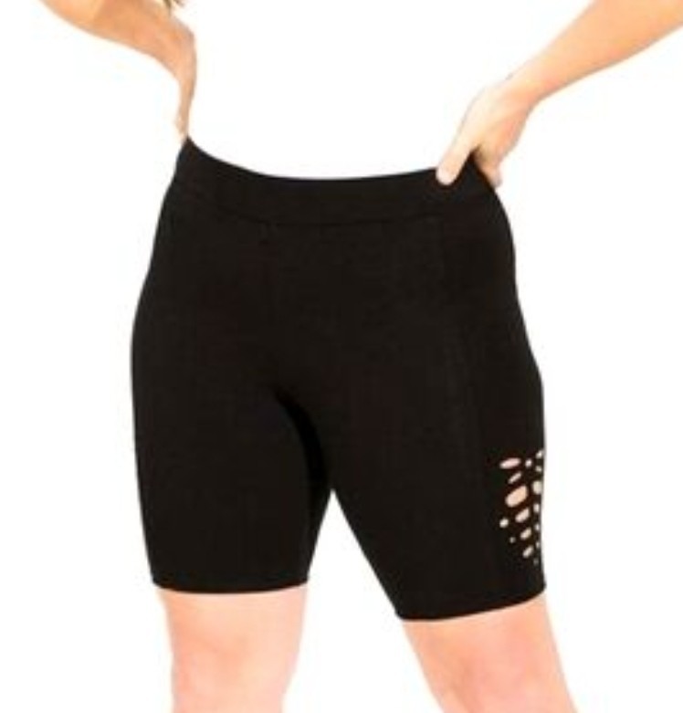 Torrid Black Stretch Laced Cut Out Bike Shorts Women's Size 2 Plus