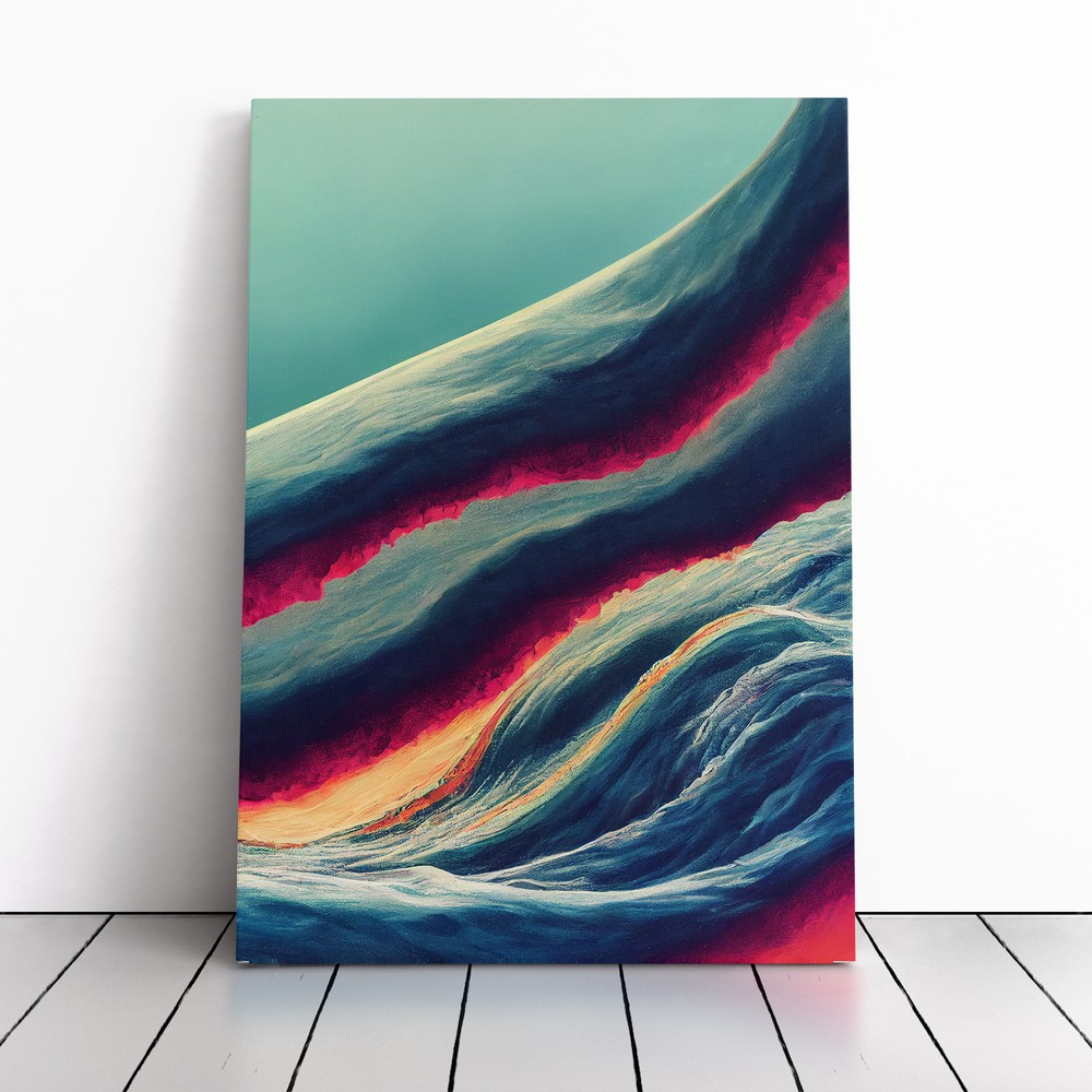 Contemporary Ocean Wave Art No.4 Canvas Wall Art Print Framed Picture Home Decor