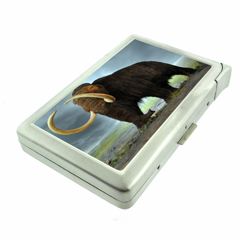 Mammoth Em1 100's Size Cigarette Case with Built in Lighter Metal Wallet
