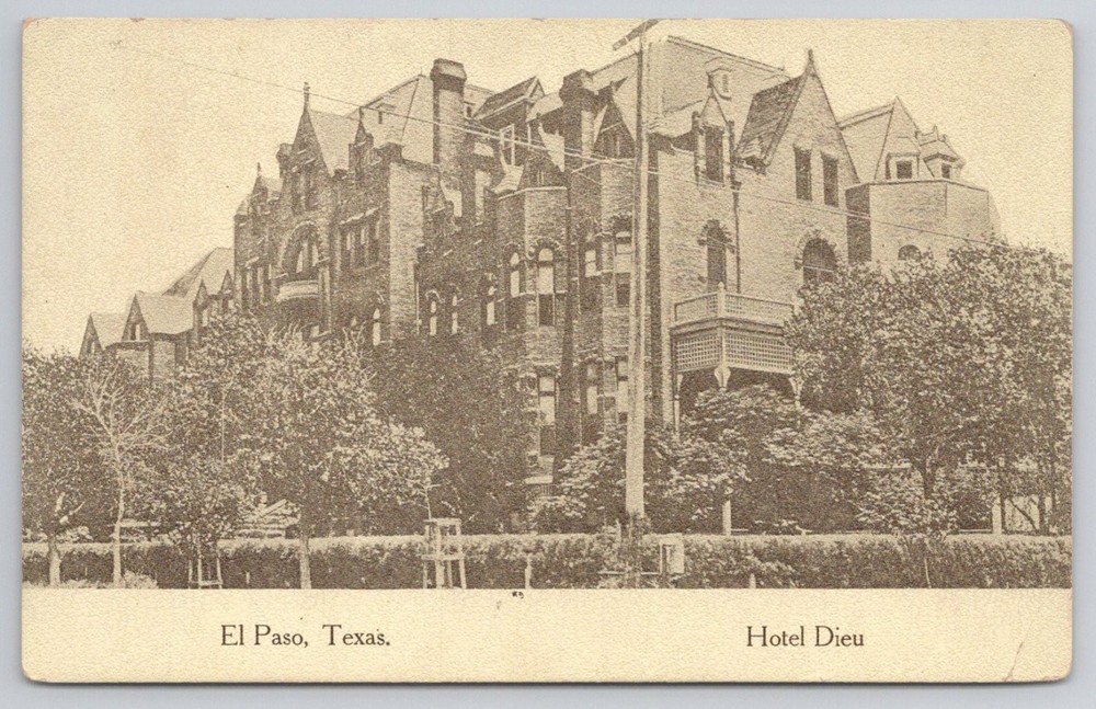 Hotel Dieu El Paso Texas Vintage Postcard 1908 Posted TX Hospital