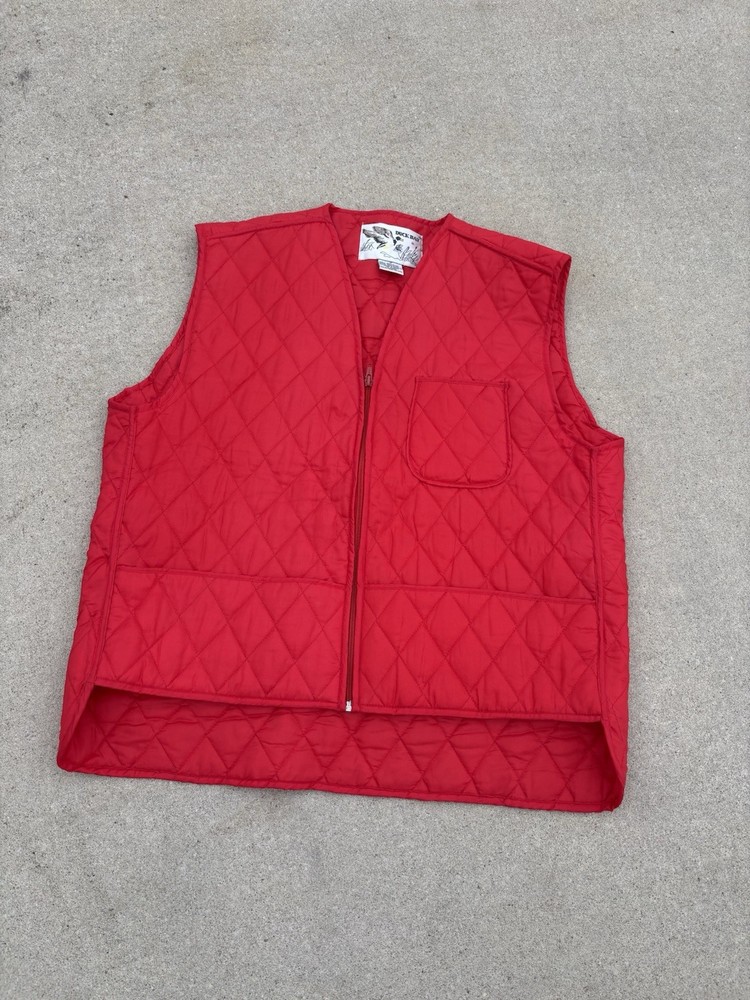 Vintage Duck Bay Diamond Quilted Vest Men’s Size M Red Hunting Insulated Nylon