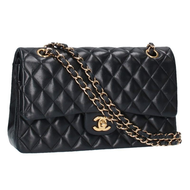 Chanel Matelasse 25 Lambskin Chain Shoulder Bag in Black 357204