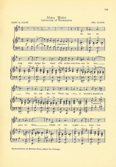 UNIVERSITY OF WASHINGTON Vintage Song Sheet c1932 