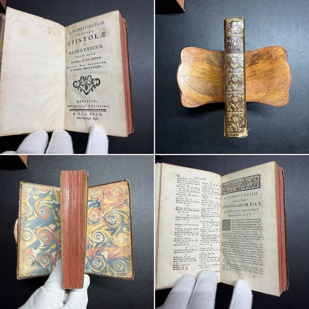 1749 Pliny the Younger Letters Latin Gilt Leather Paris Pocket Book