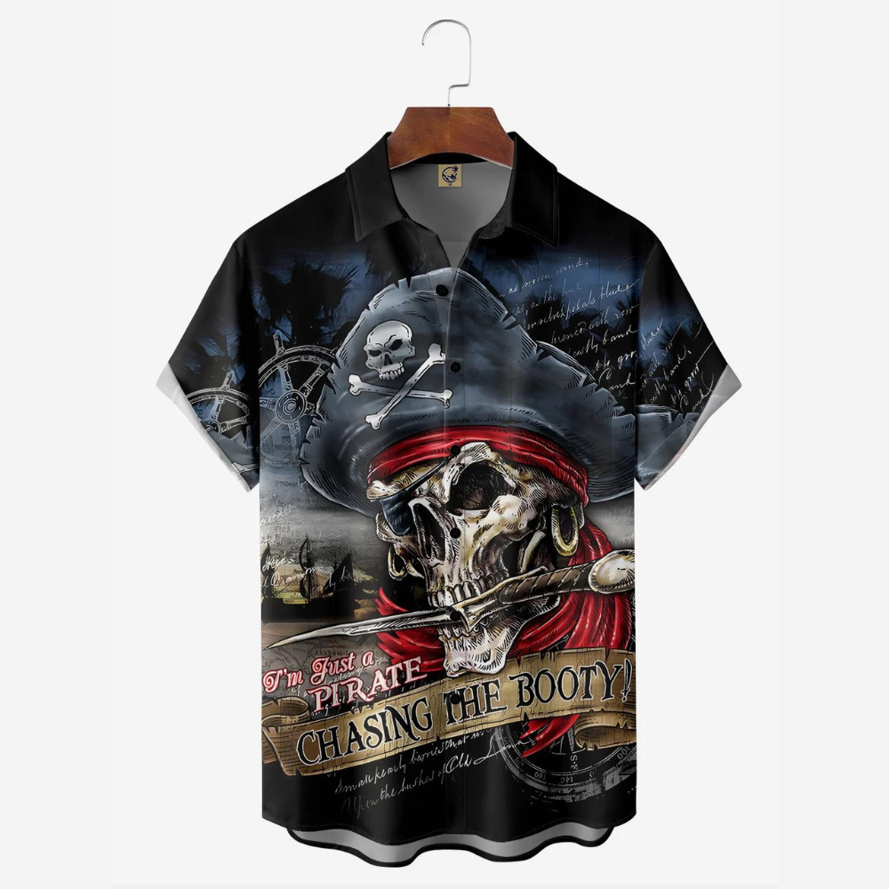 Skull Pirate Marine Im First A Pirate Hawaiian Shirt For Men US Size NEW