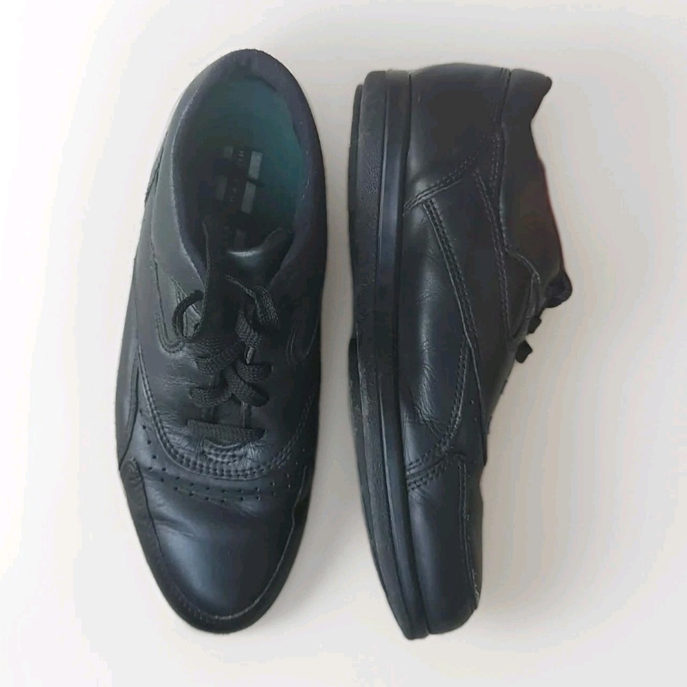 Hush Puppies Men's Black Leather Lace-Up Sneaker Round Toe US 9 Logo