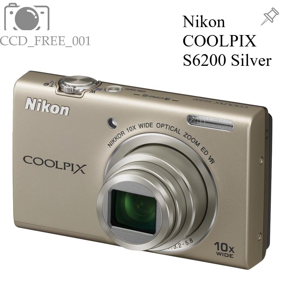 Nikon COOLPIX S6200 Digital Camera 16MP 10x Optical Zoom Silver Tripod Thread
