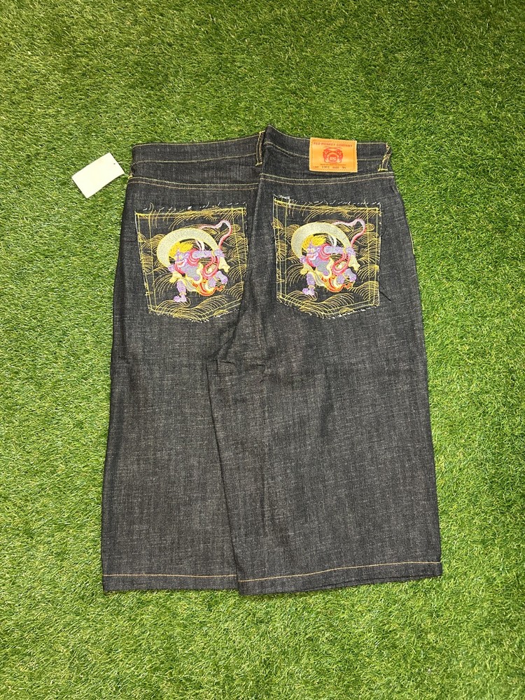 Red Monkey Co. Jeans Deadstock Dragon Embroidery Japanese Denim Size 36 Y2K