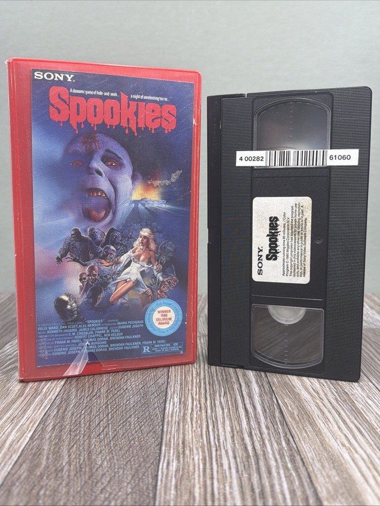 VTG Spookies 1988 VHS tape Sci-Fi Horror Slasher Gore OOP SONY Monster Rental