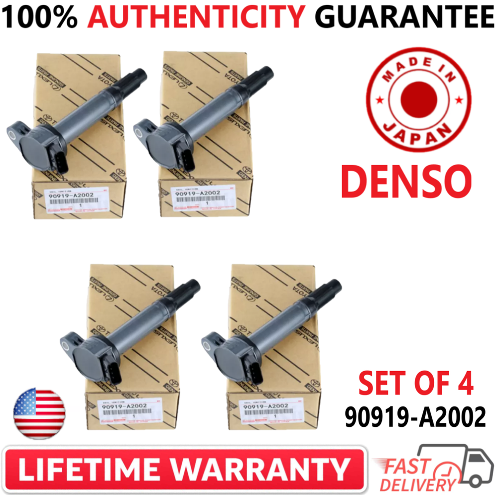 NEW OEM x4 DENSO Ignition Coils For 2005-2022 Toyota, Lexus I4 V6 V8 90919-A2002