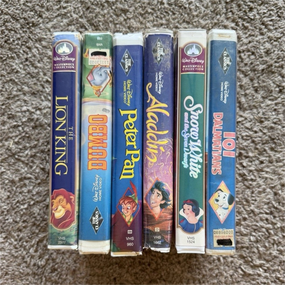 Disney Masterpiece Collection VHS Lot: Lion King, Dumbo, Peter Pan, Aladdin, Sn…
