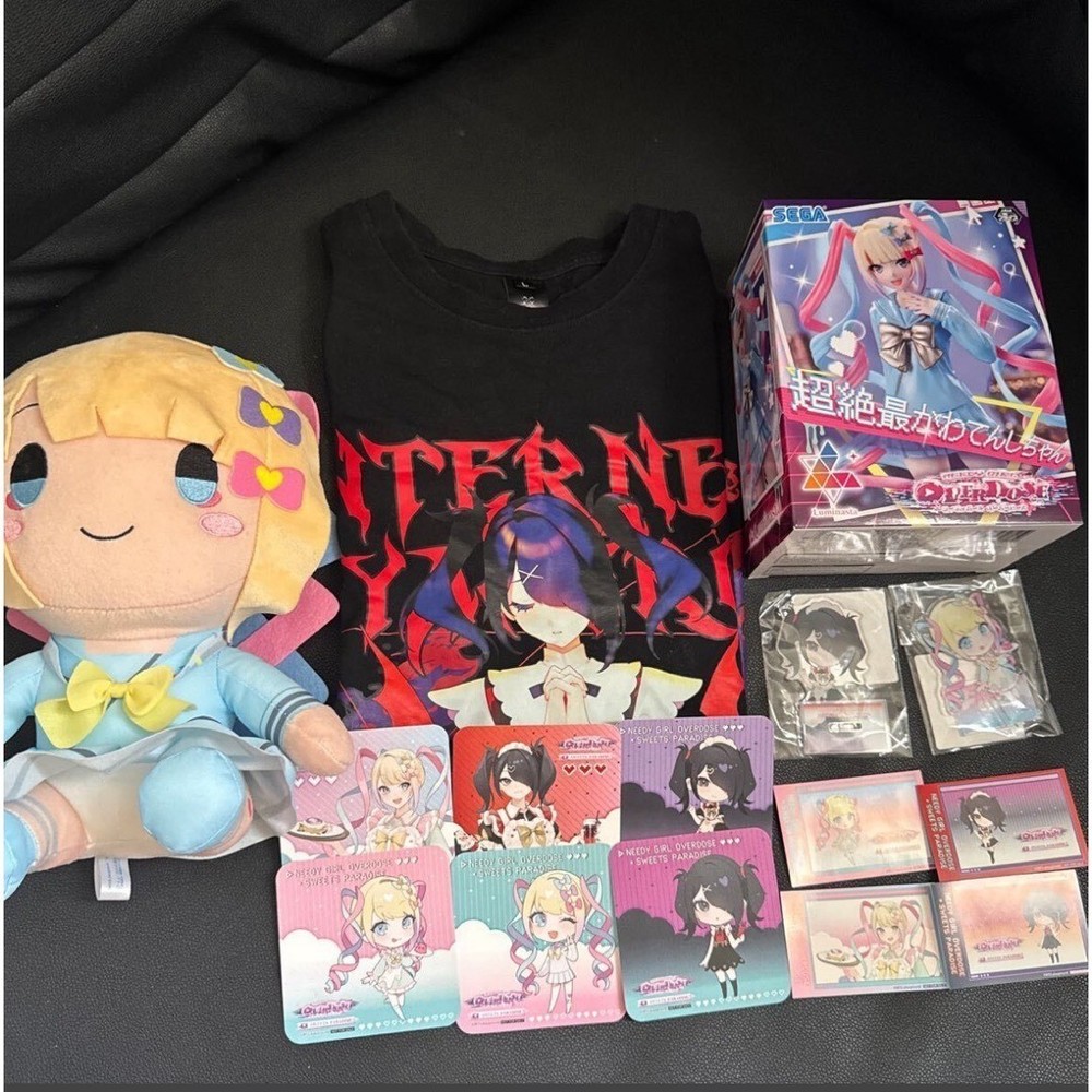 NEEDY GIRL OVERDOSE Set T Shirt L Size Plush Figure Coaster Acrylic Stand Unused