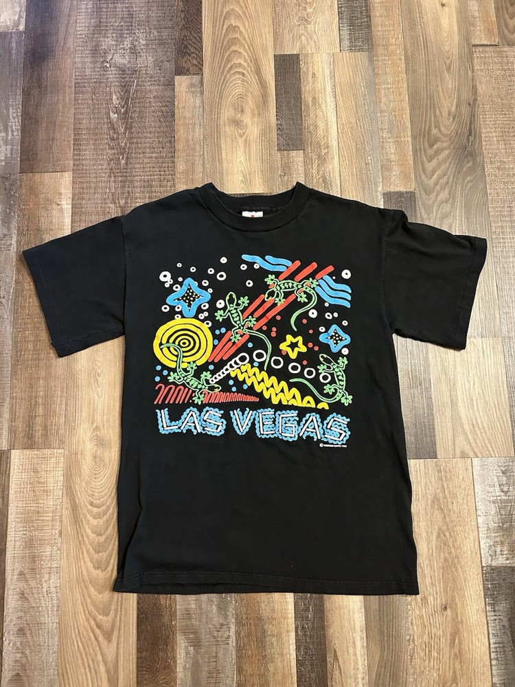 Vintage Las Vegas T Shirt 1992 Abstract Art Lizard Graphic USA Made  Medium-image
