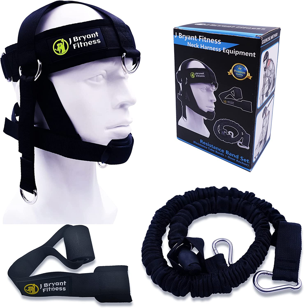Neck Harness Head - Weight Lifting with Resistance Tube Bands - Door Anchor Set