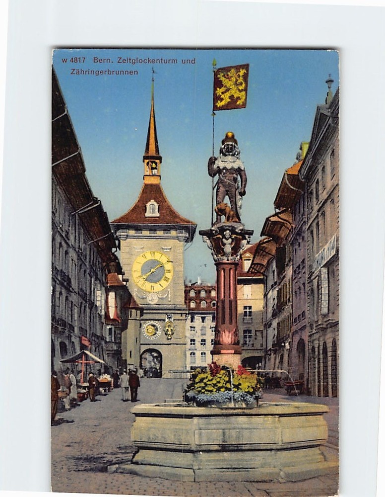Postcard Zytglogge Clock Tower & Zähringerbrunnen Bern Switzerland