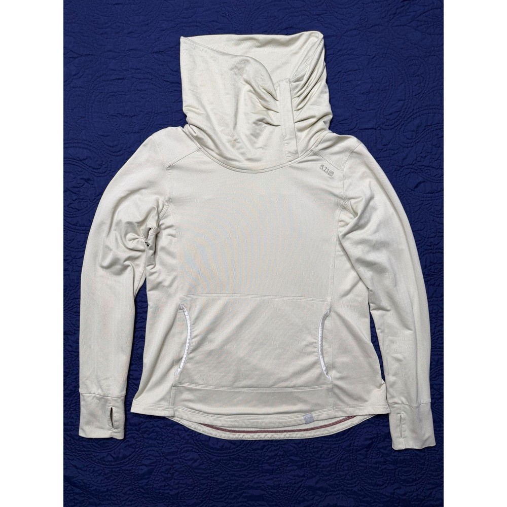 5.11 Tactical Women's L Beige Cowl Neck Long Sleeve Thumbhole Hoodie Sweatshirt
