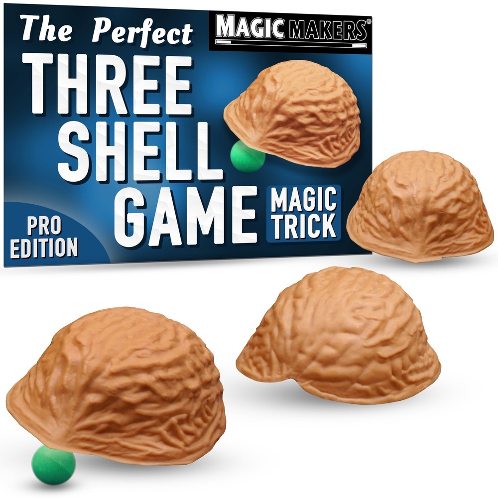 PRO THREE SHELL GAME 3 Set Magic Trick Find The Pea Bar Bet Nut Gamble Street