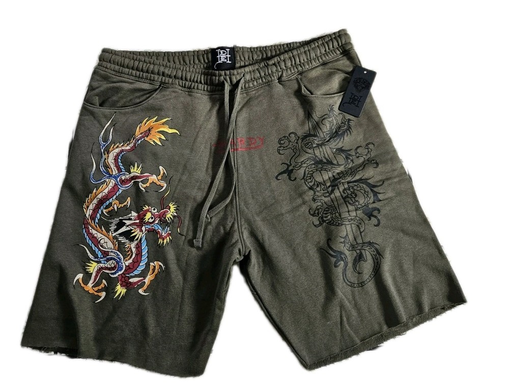 Ed Hardy Men's Dragon Fleece Shorts Size Xl