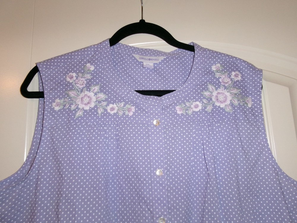 April Cornell Top Women Extra Large Sleeveless Floral polkadot top