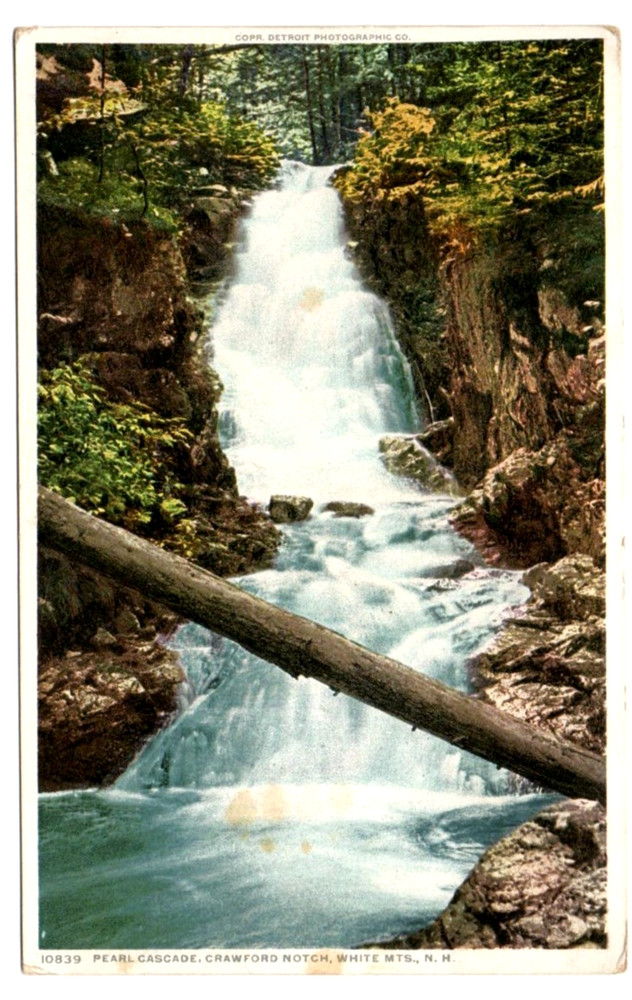 Vintage Detroit Publishing Co Phostint Postcard Pearl Cascade Crawford Notch NH