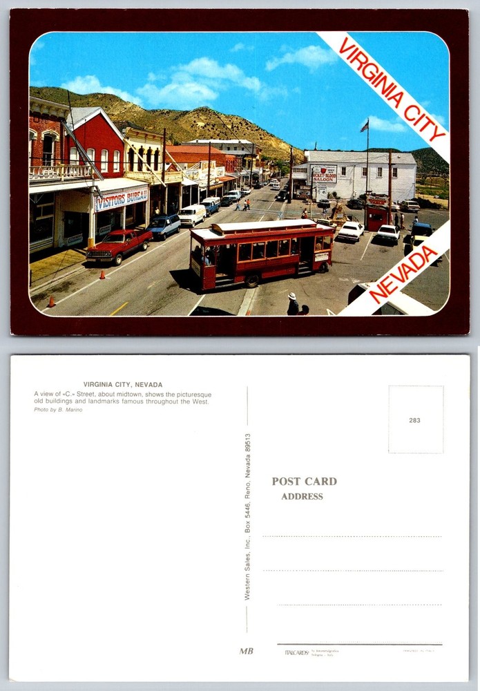 Virginia City Nevada C Street Trolley Bucket of Blood Saloon Postcard