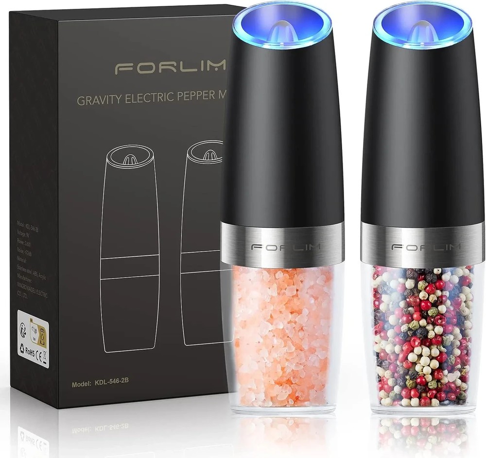 Gravity Electric Salt and Pepper Grinder Set, Automatic Pepper Grinder Shakers M