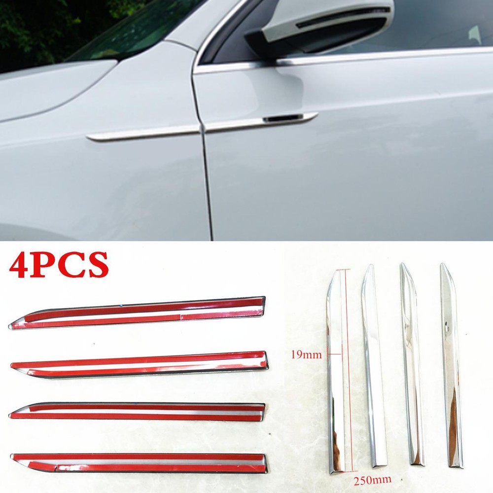 Stainless Steel Car Fender Cover Trim Dagger Emblem Set of 4
