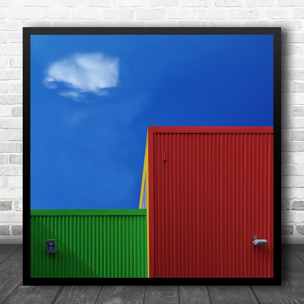 Colour Geometry Shapes Architecture Blue Sky Square Wall Art Print