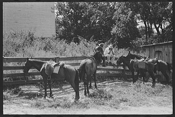 Photo:Campton Kentucky 1940 FSA Farm Horses Men Saddled Mules Rural Scene