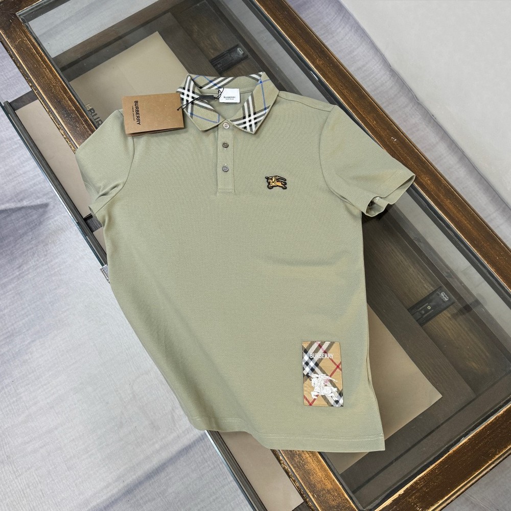 BUR*BERRY Men's Light Green Short-Sleeve Collared Polo Shirt XL
