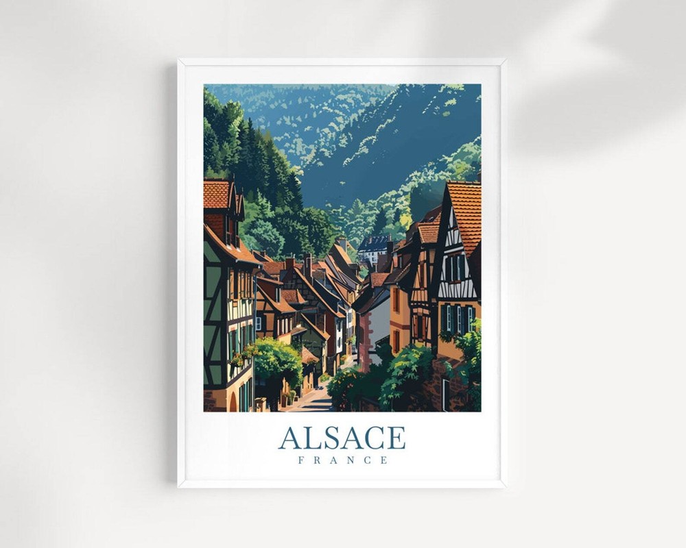 Alsace Travel Print France Poster Alsace Decor Cityscape Art Print Alsace Wall