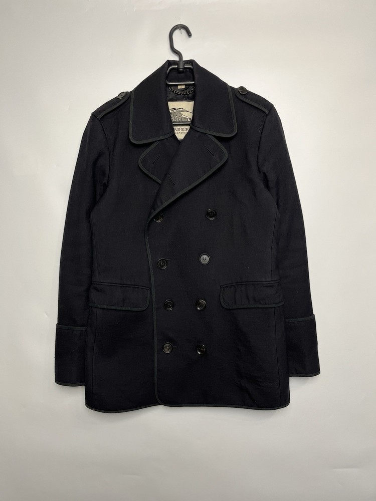 Men’s Wool Coat Burberry Prorsum Duble Breasted Navy Blue Size 48