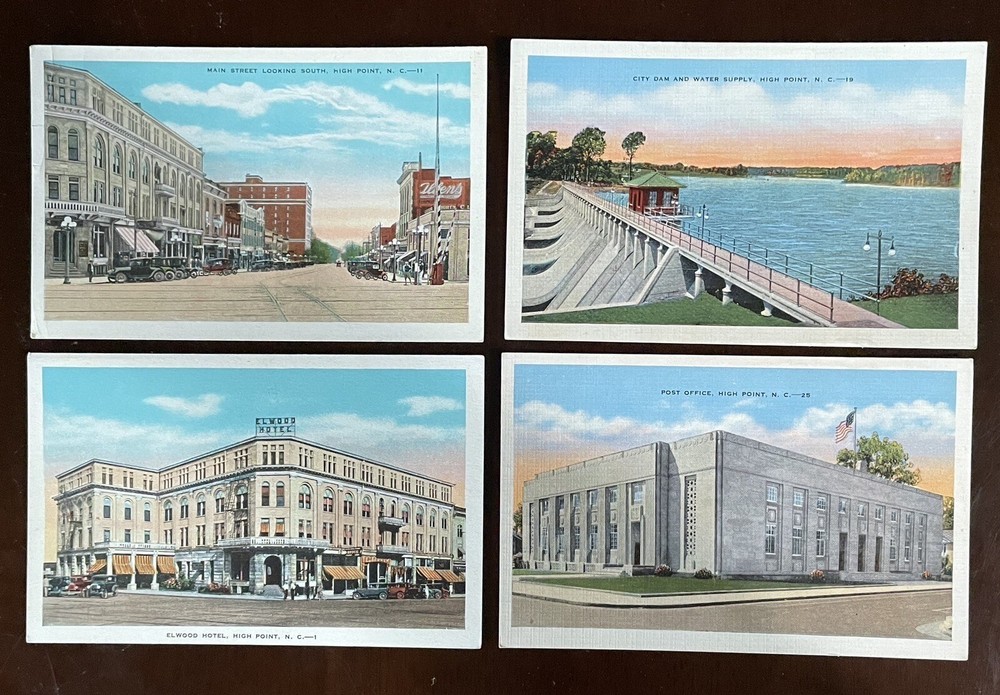NC North Carolina High Point Main St. Hotel Dam Post office Vintage Postcard Lot
