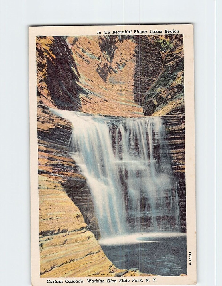 Postcard Curtain Cascade Watkins Glen State Park New York USA