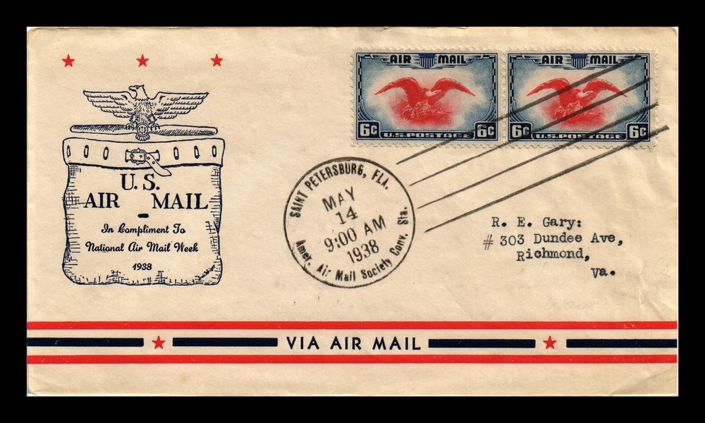 Dr Jim Stamps Us Cover National Air Mail Week Fdc Scott C23 Pair Hand Cancel