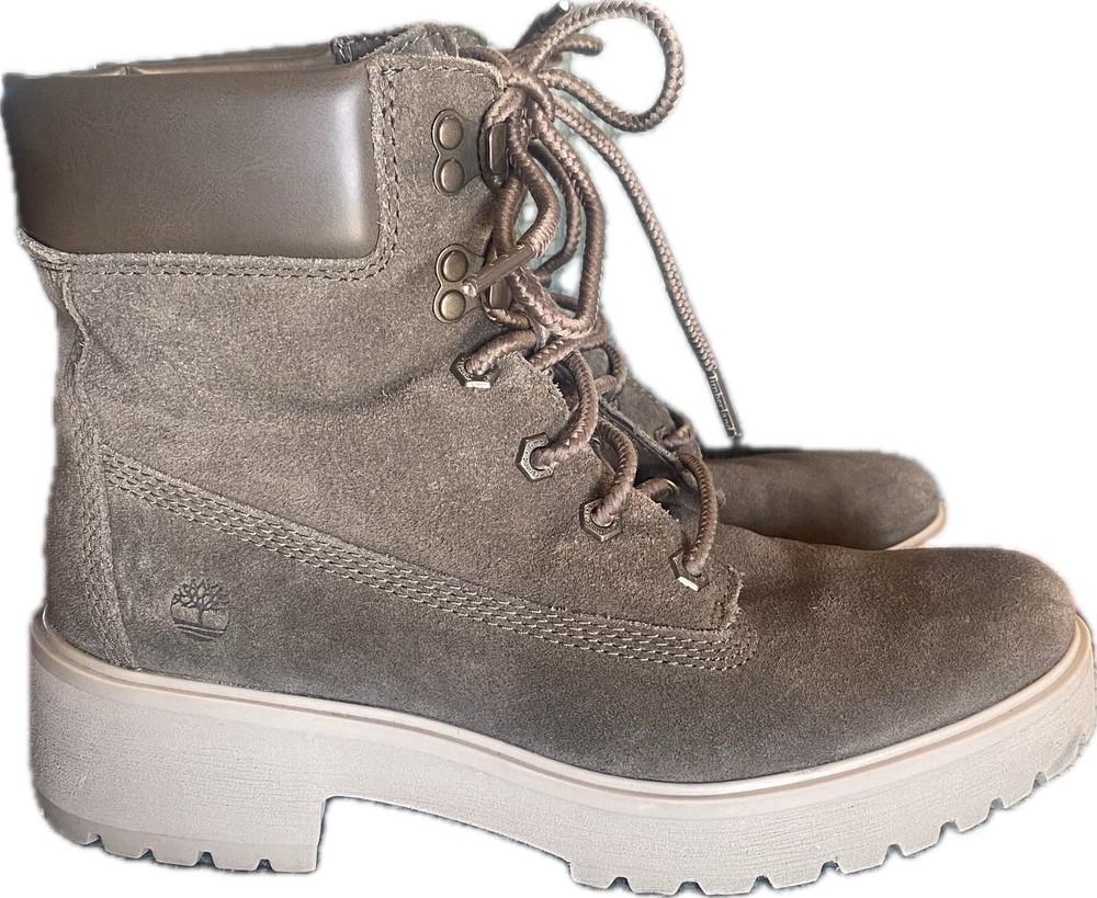 Timberland Boots Womens 8 1/2 Olive Suede Carnaby Cool 6 In Combat Ankle Lace Up