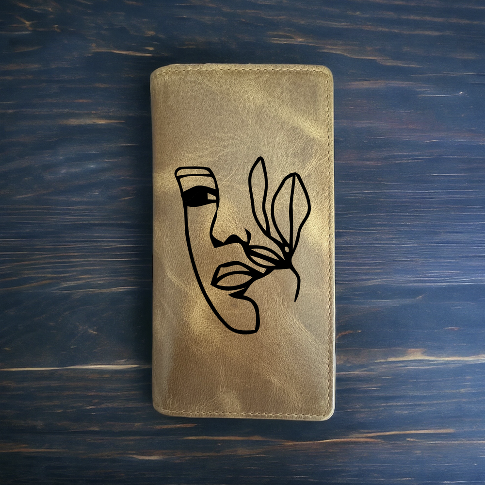 Woman Lines Rodeo Wallet Cowboy Western Buffalo Leather Premium Abstract Art NEW-image