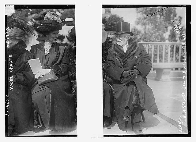 Photo:Andrew Carnegie and wife, and Mabel Choate
