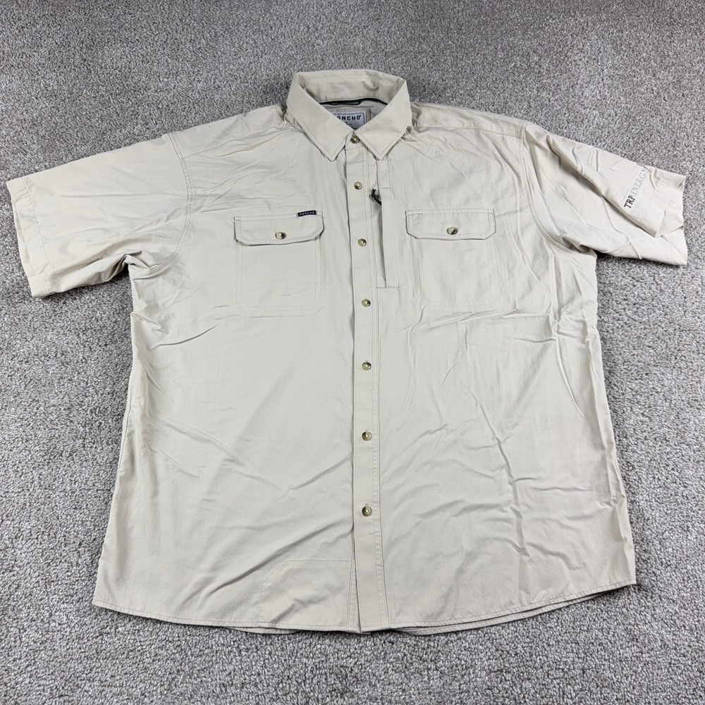Poncho Shirt Mens Extra Large Beige Fishing Hiking Hiker Stretch Button Up Hike
