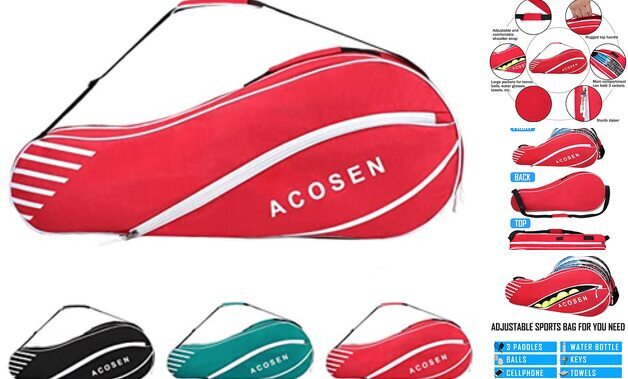 3 Racquet Tennis Bag - Lightweight Tennis Bags for Women and Men, Tennis Red