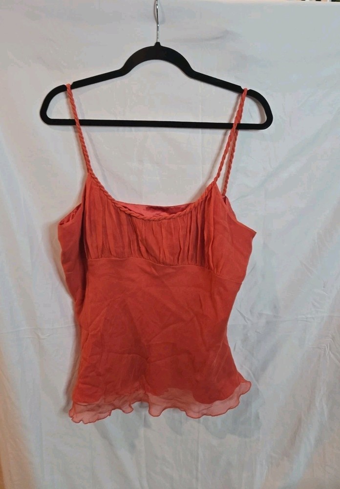 KENAR Woman Size XL Coral 100% Silk Sleeveless Top
